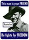 USA: US Government poster identifying an Australian soldier as a friend who 'fights for freedom'. 1942.